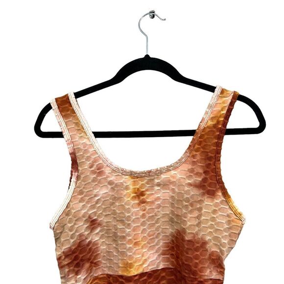 No Comment Crop Tank Top Stretch Scoop Neck Textured Copper Orange Women Size L - Picture 5 of 5